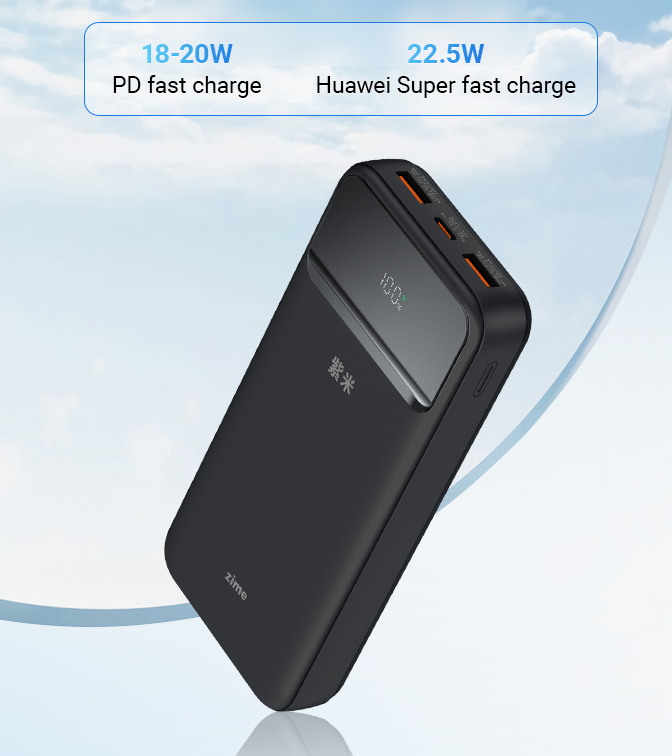 Power Bank 10000mAh 37Wh (6000mAh @ 5V/2A) 22.5W max Black (B225W2A1C-1W – zime)