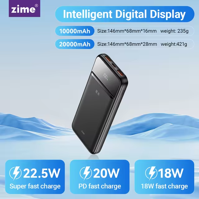 Power Bank 20000mAh 74Wh (12000mAh @ 5V/2A) 22.5W max Black (B225W2A1C-2 – zime)