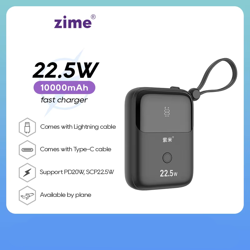 Power Bank 10000mAh 36.3Wh (5700mAh @ 5V/2A) 20W max Black (T137BF – zime)