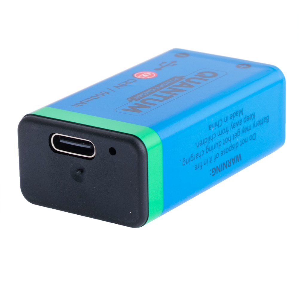 Li-Ion 600mAh, 9V, "Крона" Quantum літій-іонний акумулятор USB type-C USB-C/Li-ionCR9V-600-PB2